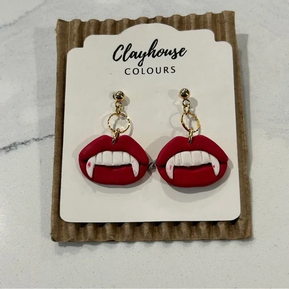 Hand Crafted Vampire Earrings NWT - Picture 2 of 6